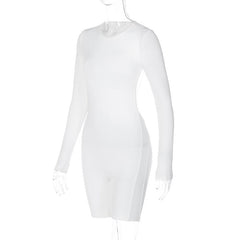 Long sleeve solid hollow out backless round neck romper