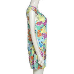 V neck floral print A line dress - Final Sale