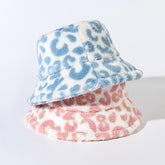 Leopard fluffy fisherman bucket hat