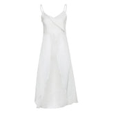 Solid v neck slit ruffle ruched backless cami crop top - Final Sale