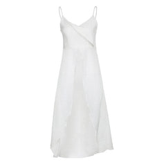 Solid v neck slit ruffle ruched backless cami crop top - Final Sale