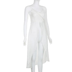 Solid v neck slit ruffle ruched backless cami crop top - Final Sale