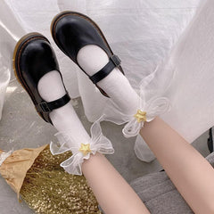 Ruffle bowknot star applique long socks