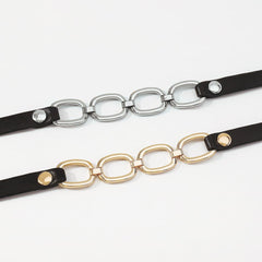 Button PU chain choker necklace