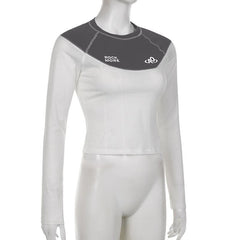 Stitch patchwork long sleeve contrast top