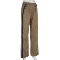 Contrast slit patchwork wide leg pant