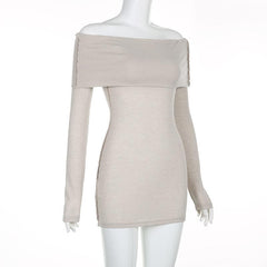 Ribbed off shoulder solid long sleeve stitch top