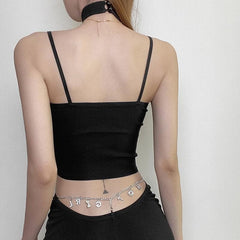 Heart neck zip halter crop top