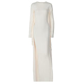 Solid long sleeve crewneck maxi dress