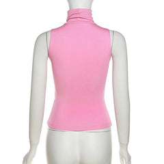 Solid sleeveless cowl neck top