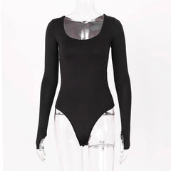 Long sleeve solid u neck bodysuit