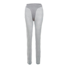 Crochet patchwork solid low rise pant