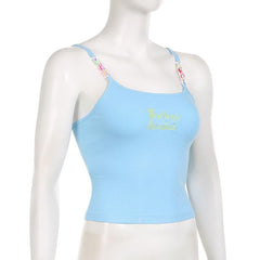 Ribbed embroidery contrast beaded u neck top - Final Sale