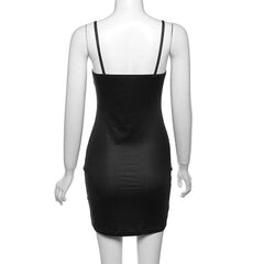 Contrast print sweetheart neck backless cami mini dress