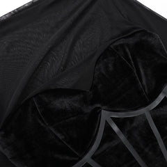 Long sleeve feather velvet mesh patchwork slit high neck midi dress