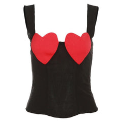 Heart patchwork contrast backless sleeveless top