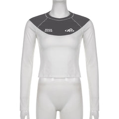 Stitch patchwork long sleeve contrast top