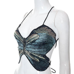 Butterfly cross open back top