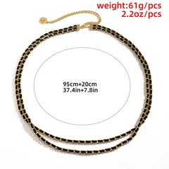 Stitch layered contrast waist chain