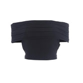 Ruched solid off shoulder hollow out backless crop top