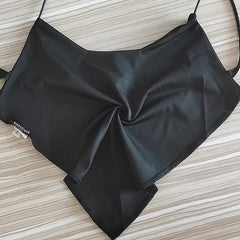 Halter spaghetti strap self tie backless solid stitch cowl neck crop top