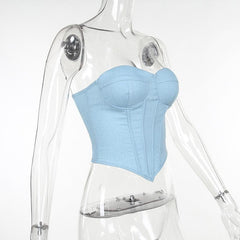 Corset solid sweetheart neck lace up backless tube top