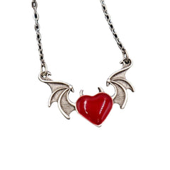 Heart pendant contrast chain necklace