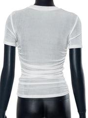 Solid short sleeve crewneck ruched top