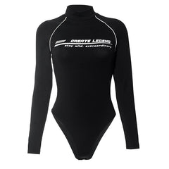 Long sleeve high neck button contrast bodysuit