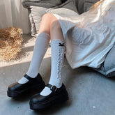 Ruffle bowknot long socks