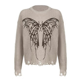 Hollow out crochet butterfly pattern long sleeve top
