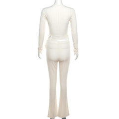 Tassels solid irregular long sleeve textured pant set