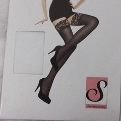 Solid lace mesh thigh high socks