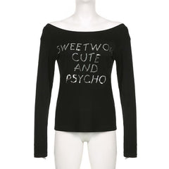 Long sleeve glitter off shoulder solid top