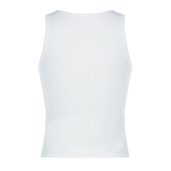 Contrast apple pattern sleeveless crewneck top