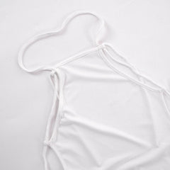 Ribbed halter self tie solid backless sleeveless maxi dress