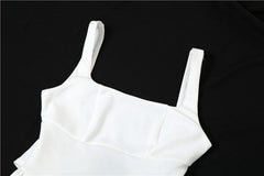 Ruched solid sleeveless square neck bowknot backless mini dress