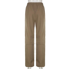 Contrast slit patchwork wide leg pant