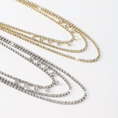 Layered rhinestone choker necklace