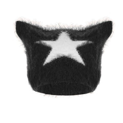 Contrast star pattern fluffy cap