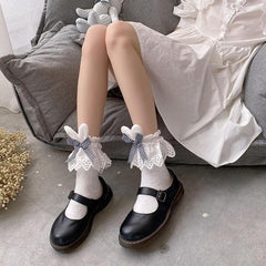 Lace bowknot bunny ears pattern long socks