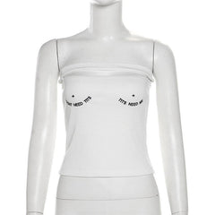 Ribbed embroidery hollow out backless tube top
