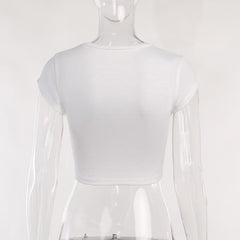 Cap sleeve round neck palm pattern crop top