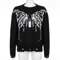 Butterfly pattern contrast long sleeve crochet top