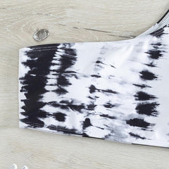 One shoulder hollow out irregular tie dye bikini swimwear