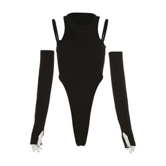 Gloves irregular solid cami crewneck bodysuit