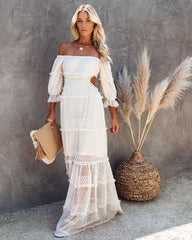 Porsha Off The Shoulder Tiered Cutout Maxi Dress