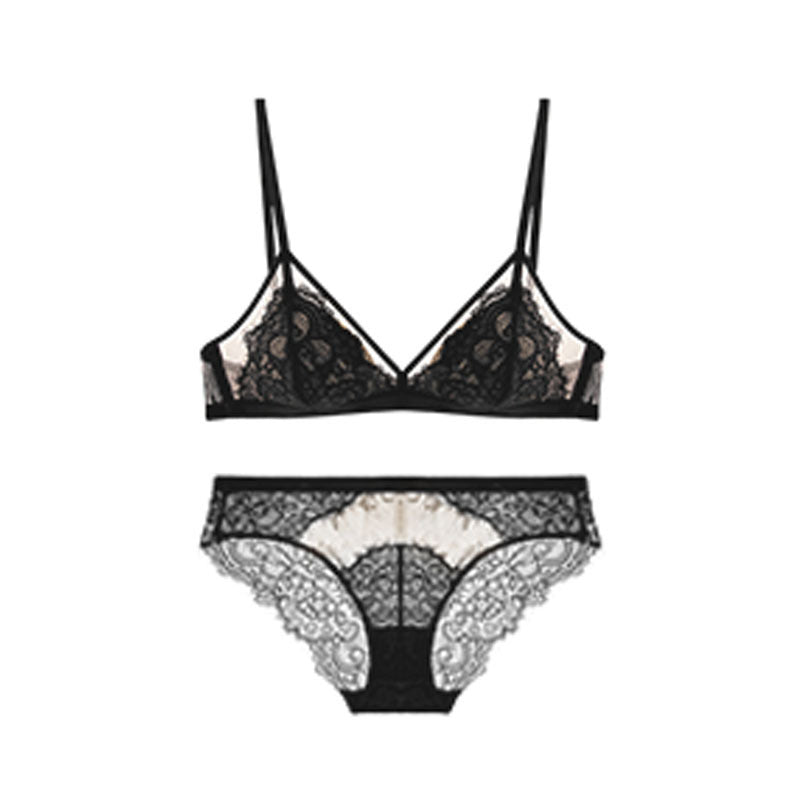 Sexy BH-Set mit Spitzen-Wimpern-BH, Dreieck-Cup-Dessous