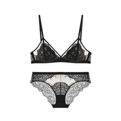 Sexy BH-Set mit Spitzen-Wimpern-BH, Dreieck-Cup-Dessous