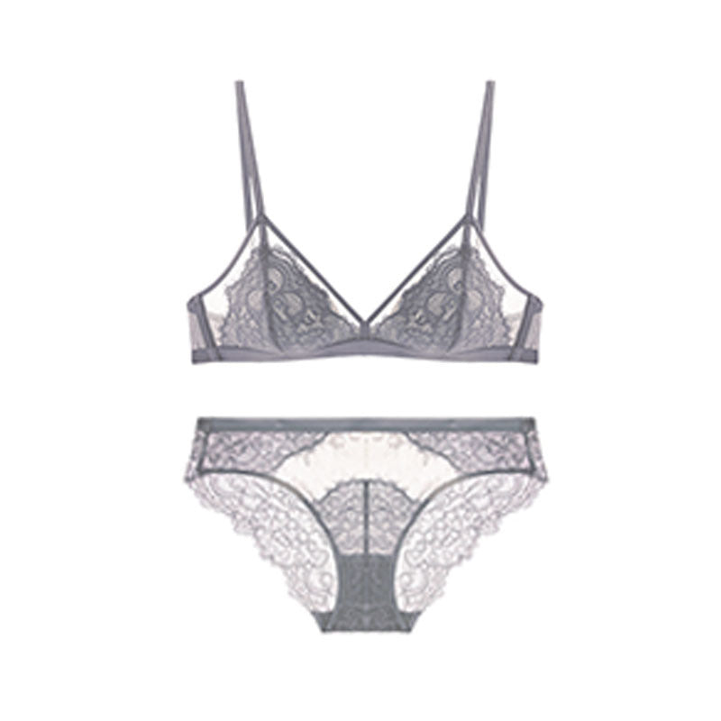 Sexy BH-Set mit Spitzen-Wimpern-BH, Dreieck-Cup-Dessous